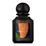 Flacon de parfum TIARA L'Artisan Parfumeur 25 Obscuratio en verre sombre avec étiquette botanique orange et noire.